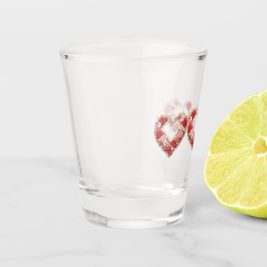 Floral Heart Pattern Glass ショットグラス (左)