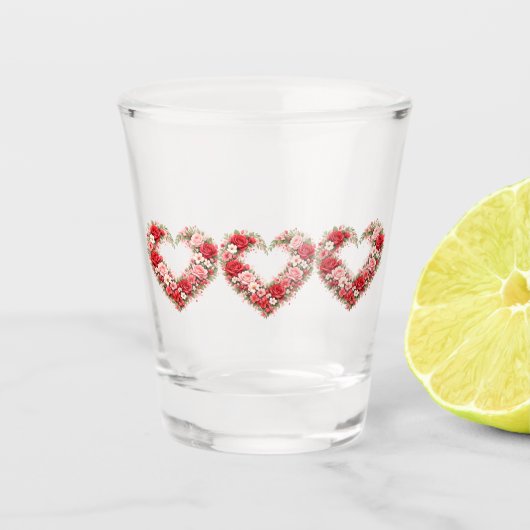 Floral Heart Pattern Glass ショットグラス (正面)