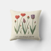 Floral Heart Tulips Let Yourself Grow Quote クッション (裏面)
