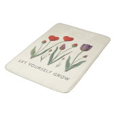 Floral Heart Tulips Let Yourself Grow Quote バスマット (アングル)