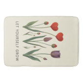 Floral Heart Tulips Let Yourself Grow Quote バスマット (正面)