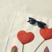 Floral Heart Tulips Let Yourself Grow Quote ビーチタオル (インサイチュ)