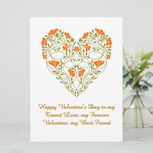 Floral Heart Valentine’s Day Love Art Deco Green カード (スタンド正面)