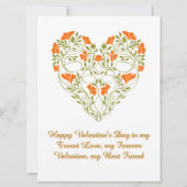 Floral Heart Valentine’s Day Love Art Deco Green カード (正面)