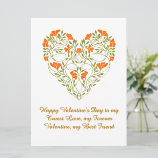 Floral Heart Valentine’s Day Love Card Art Deco カード