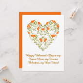 Floral Heart Valentine’s Day Love Card Art Deco カード (正面/裏面インサイチュ)