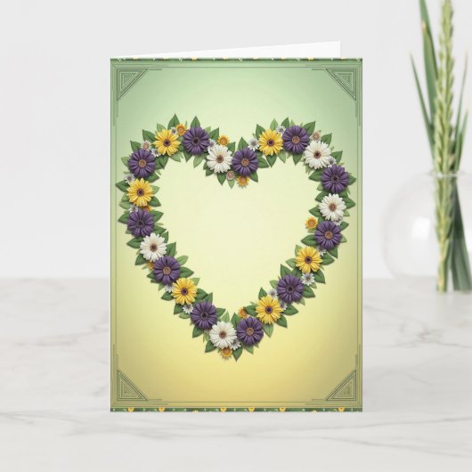 Floral Heart Wreath Card カード (正面)