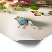 Floral Heart Wreath with Butterflies Romantic フォトプリント (角)