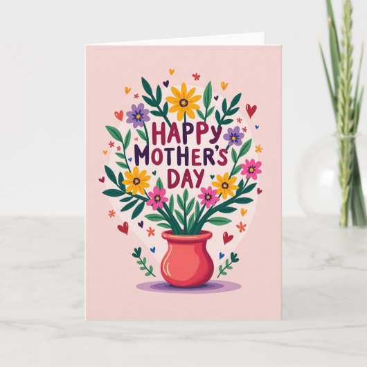 Floral Hearts Celebration Card カード (正面)