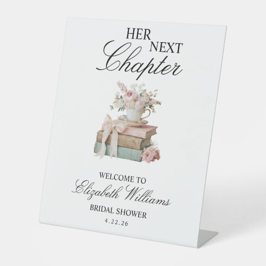 Floral Her Next Chapter Bridal Shower Welcome Sign 台座サイン (正面)