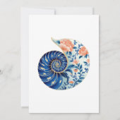 Floral Hermit Crab Coastal Beach Wedding Nautical セーブザデート (裏面)