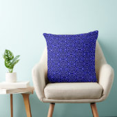 Floral Hexagons Dark Blue Throw Pillow クッション (椅子)