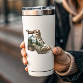 Floral Hiking Boot Vinyl Sticker | Die-Cut Sticker シール