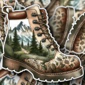 Floral Hiking Boot Vinyl Sticker | Die-Cut Sticker シール