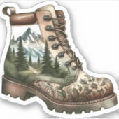 Floral Hiking Boot Vinyl Sticker | Die-Cut Sticker シール (正面)