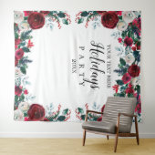 Floral Holiday Party photobooth backdrop  タペストリー (インサイチュ(横))