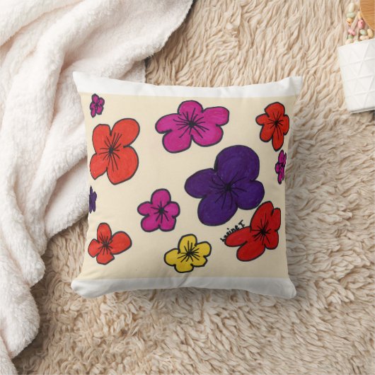 Floral home accent throw pillow クッション (ブランケット)