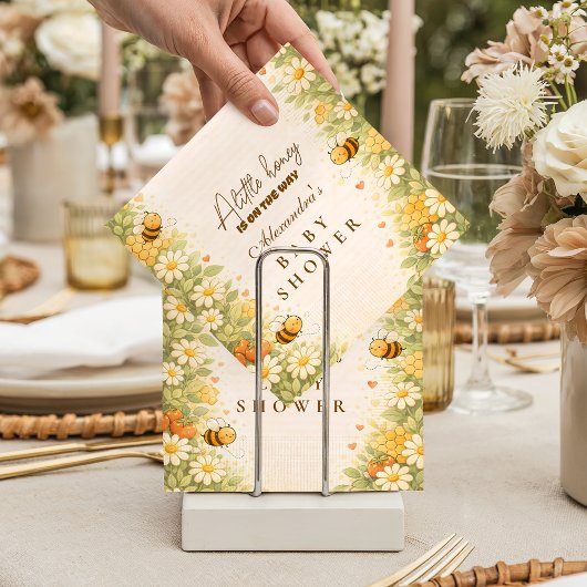 Floral Honey Bee Baby Shower スタンダードカクテルナプキン