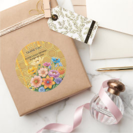 Floral Honeycomb Honeybee Honey Drip Baby Shower ラウンドシール