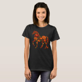 Floral Horse Silhouette Chinese Botanical Art Tシャツ (正面フル)