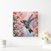 floral hummingbird clock スクエア壁時計 (ホーム)