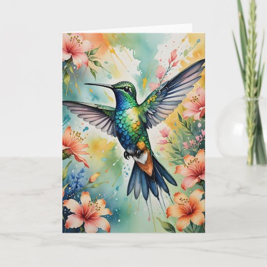 floral hummingbird greeting card シーズンカード (正面)