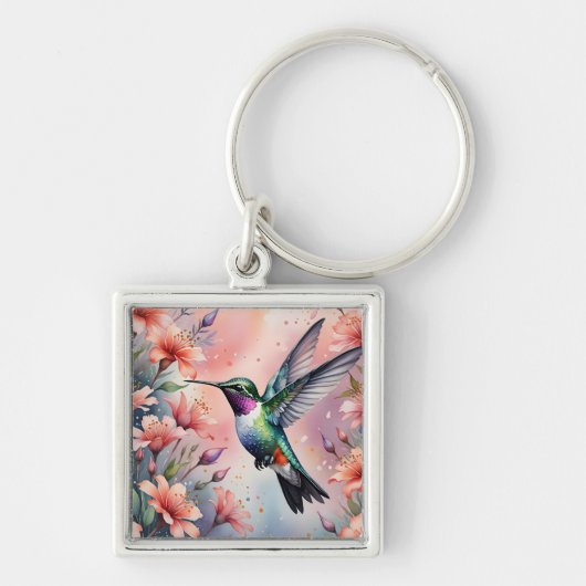 floral hummingbird keychain キーホルダー (正面)