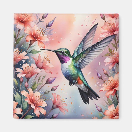 floral hummingbird magnet マグネット (正面)