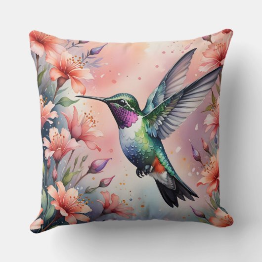 floral hummingbird pillow クッション (裏面)