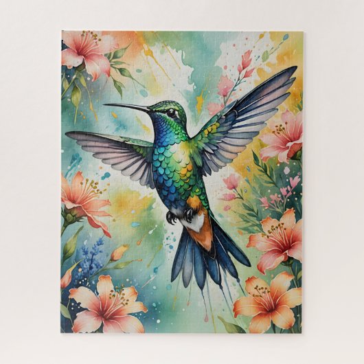 floral hummingbird puzzle ジグソーパズル (縦)