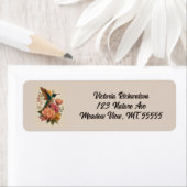 Floral Hummingbird Return Address Label ラベル (インサイチュ)