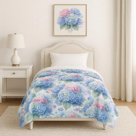 Floral Hydrangea Fleece Blanket Blue & Pink  フリースブランケット