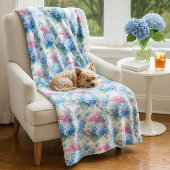Floral Hydrangea Fleece Blanket Blue & Pink  フリースブランケット
