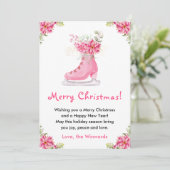 Floral Ice Skate Pink Merry Christmas シーズンカード (スタンド正面)