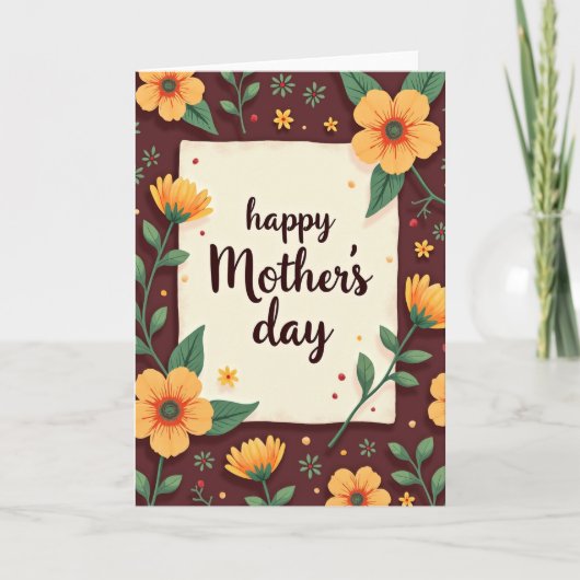 Floral Illustration Mothers Card カード (正面)