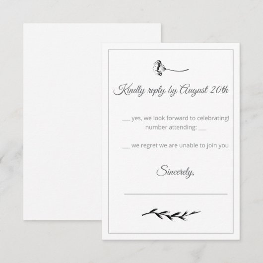 Floral Illustration Response Card (正面/裏面)