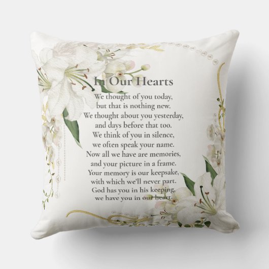 Floral In Loving Memory Memorial Funeral Keepsake クッション (裏面)