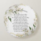 Floral In Loving Memory Memorial Funeral Keepsake ラウンドクッション (裏面)