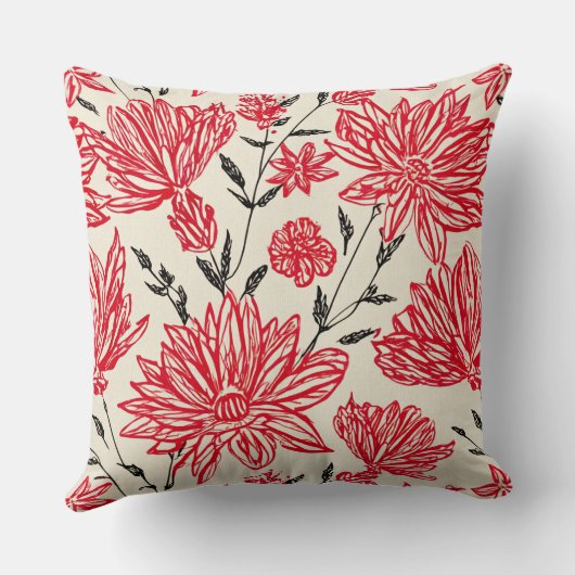 Floral in red pattern クッション (裏面)