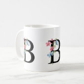 Floral Initial Monogram B Mug コーヒーマグカップ (正面左)