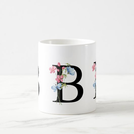 Floral Initial Monogram B Mug コーヒーマグカップ (中央)