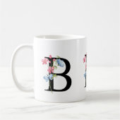 Floral Initial Monogram B Mug コーヒーマグカップ (左)