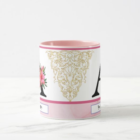 Floral Initial Mug – Letter A Monogram | Personali マグカップ (中央)