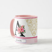 Floral Initial Mug – Letter A Monogram | Personali マグカップ (正面左)