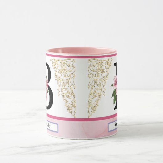 Floral Initial Mug – Letter B Monogram | Personali マグカップ (中央)