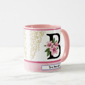 Floral Initial Mug – Letter B Monogram | Personali マグカップ (正面右)