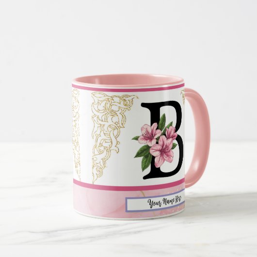Floral Initial Mug – Letter B Monogram | Personali マグカップ (正面右)