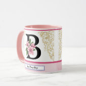 Floral Initial Mug – Letter B Monogram | Personali マグカップ (正面左)