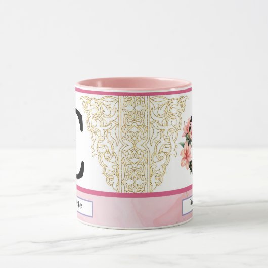 Floral Initial Mug – Letter C Monogram | Personali マグカップ (中央)