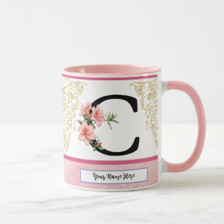 Floral Initial Mug – Letter C Monogram | Personali マグカップ